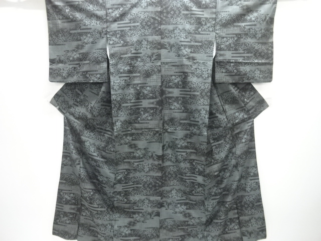 JAPANESE KIMONO / DORO OSHIMA TSUMUGI (9 maruki) / WOVEN EGASUMI & PLANT 